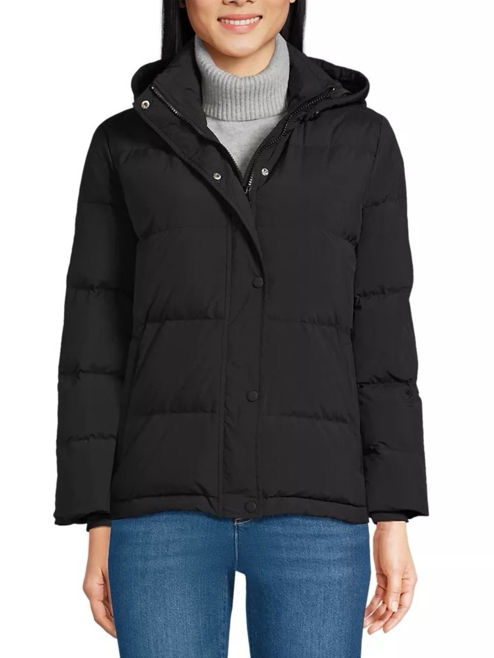 NWOT Lands' End Women's Max 600 Down Puffer Jacket Black M 10-12 - Picture 1 of 5